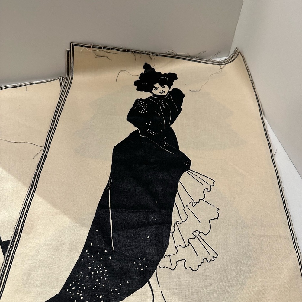 5 Vintage Aubrey Beardsley Art Nouveau Bloomcraft Fabric panels - Picture 7 of 8